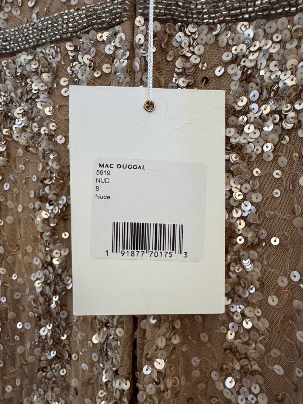 Mac Duggal 5619 Beige Embellished Illusion High Neck Cap Sleeve Gown Size 8 NWT - Picture 11 of 11
